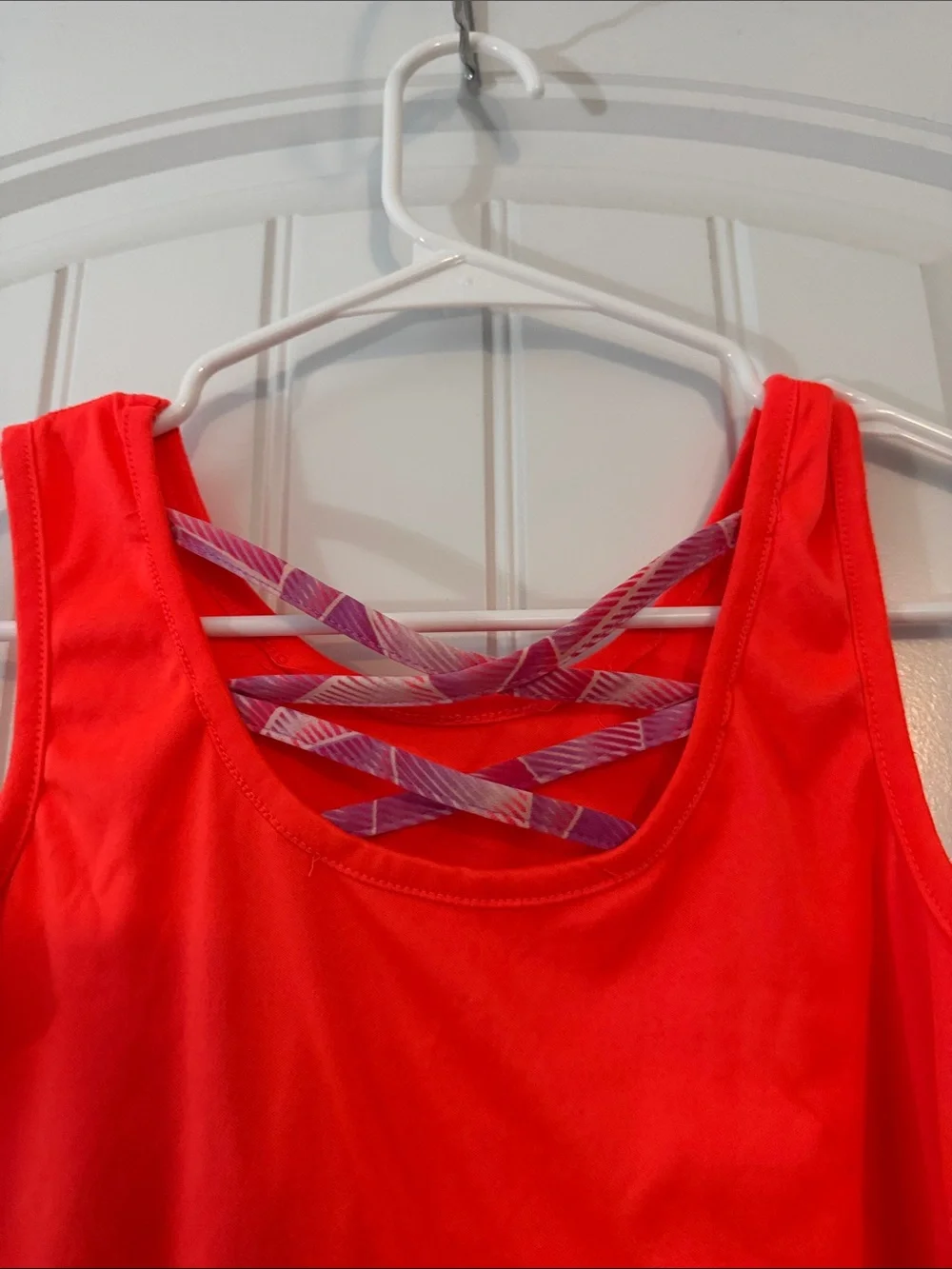 Gently worn Girls' Bright Coral Tank Top Matching and shorts Set
